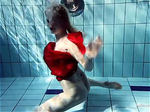 steaming light-haired Lucie French teenager in the pool