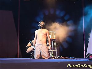 insane fetish needle demonstrate on stage