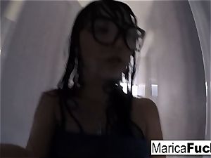 Marica Hase in killer lingerie milks in the mirror